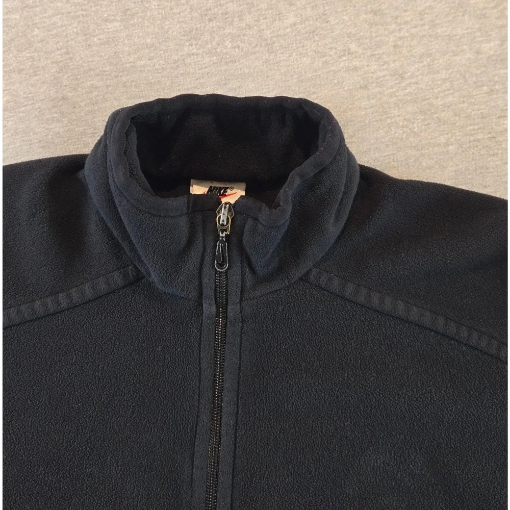 Nike Fleece Sweatshirt Mens Medium Black Vintage Quarter Zip 90s Big Swoosh
